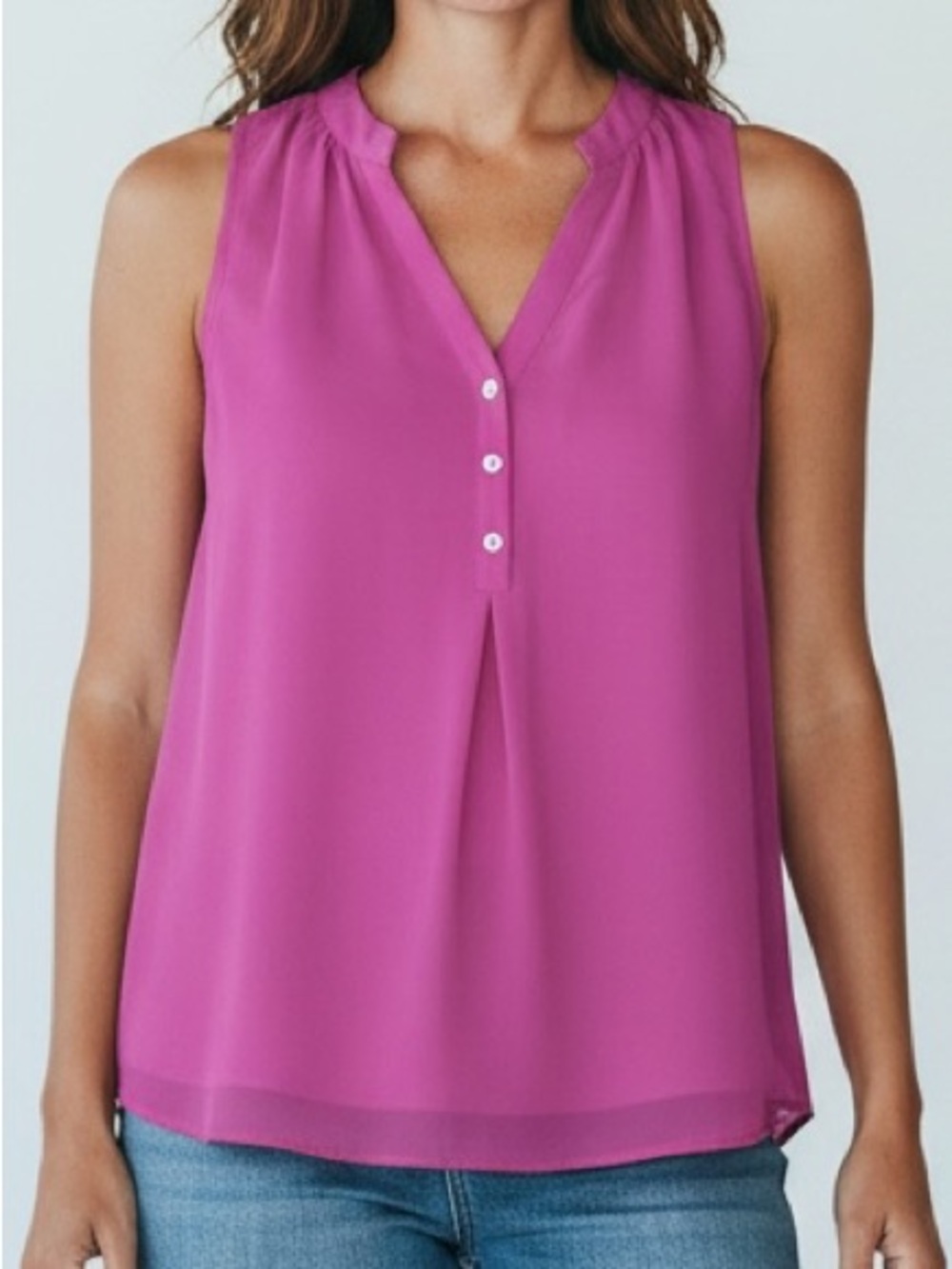 Annie Griffin Purple Silk Buttoned Front Relaxed Fit Flowy Tank Top Blouse S